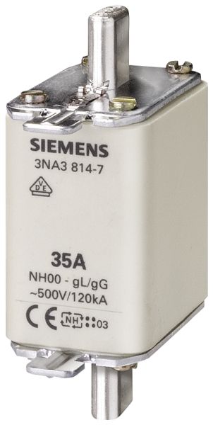 3 St. Siemens NH00-Sicherungseinsatz 3NA3822-7 mit Stirnkernmelder 63A