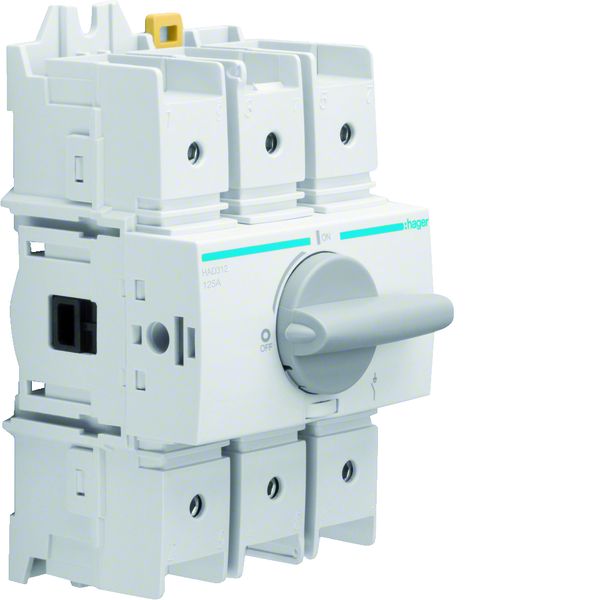 Hager HAD312 Lasttrennschalter 3polig 125A für Hutschiene oder Montageplatte. Lasttrennschalt