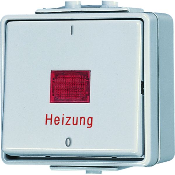 Jung 602 HW Heizungsschalter 10 AX 250 V ~ rotes Lichtaustrittsfenster Kennzeichnung 1 / 0 Aus