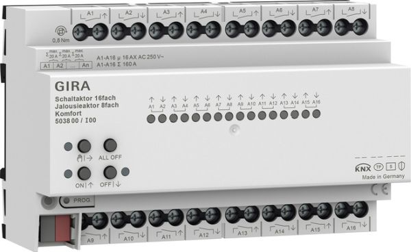 Gira Schalt-/Jalousieaktor 503800 16f/8f 16 A REG Kmf KNX Secure