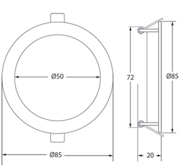 Nobile LED-Einbauleuchte Panel Flat 50 R IP44 weiß 5W 830 350mA