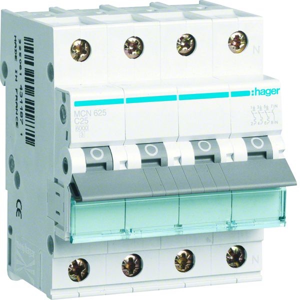 Hager MCN625 Leitungsschutzschalter 3 polig+N 6kA C-Charakteristik 25A 4 Module