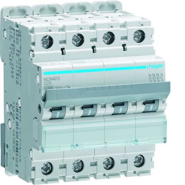 Hager NCN425 Leitungsschutzschalter 4 polig 10kA C-Charakteristik 25A 4 Module