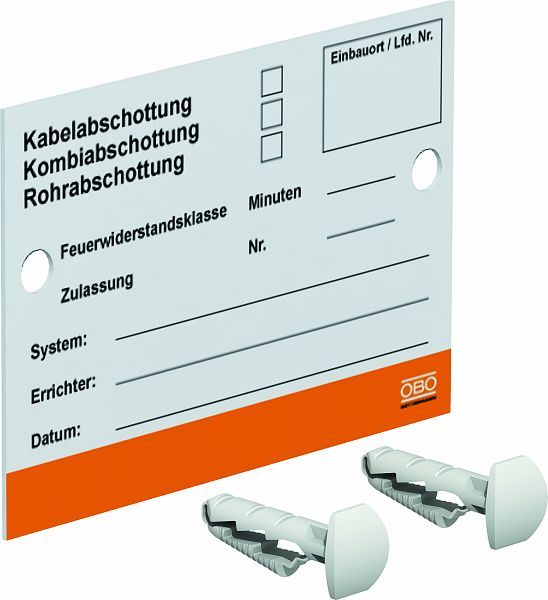 OBO KS-S DE Kennzeichnungsschild für Abschottungs-Systeme PVC