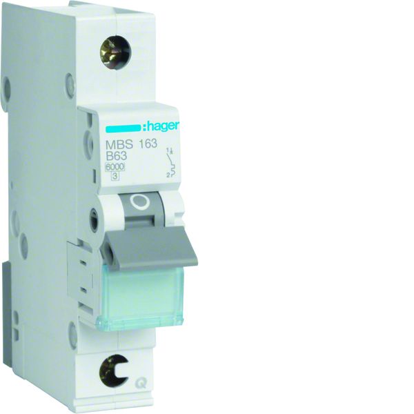 Hager MBS163 Leitungsschutzschalter 1 polig 6kA B-Charakteristik 63A QuickConnect 1 Modul