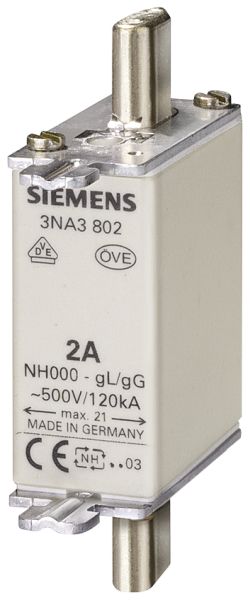 3 St. Siemens NH000-Sicherungseinsatz 3NA3824 mit Stirnkennmelder 80A