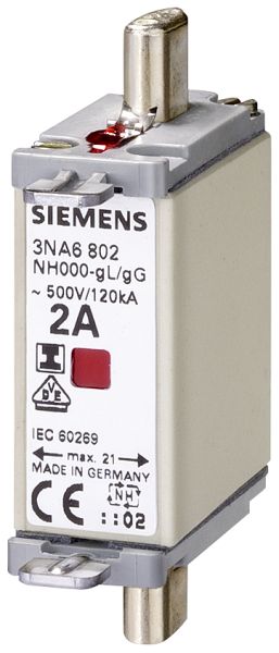 3 St. Siemens NH000-Sicherungseinsatz 3NA6824 mit Kombi-Kennmelder 80A