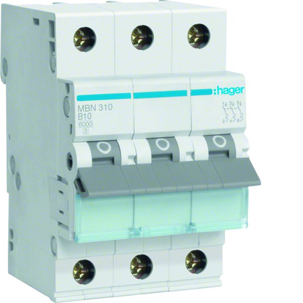 Hager MBN310 Leitungsschutzschalter 3 polig 6kA B-Charakteristik 10A 3 Module