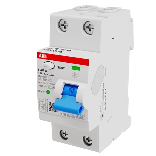 ABB FI-Schutzschalter F202B-16/0,3 2P B16A 300mA 3kA 2TE