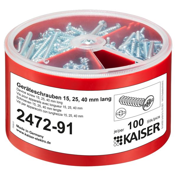 Kaiser Geräteschrauben-Box Ø3,2xLänge 15/25/40mm je 100 Stück