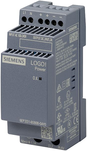 Siemens Stromversorgung LOGO!Power 1phasig DC 24 V/1,3 A 6EP3331-6SB00-0AY0