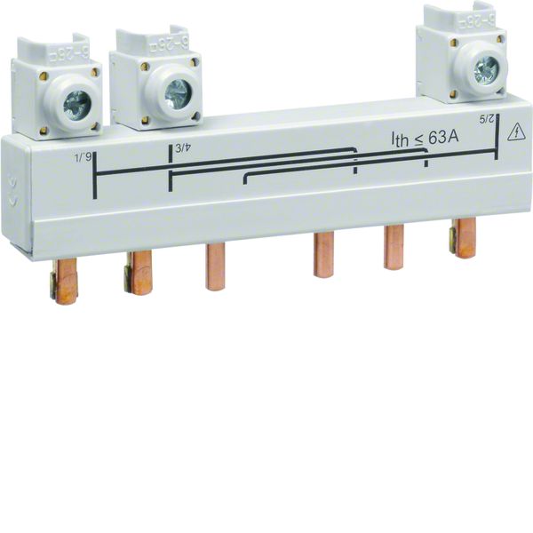 Hager HZC706 Verbindungsschiene + Sicherungselement 3-polig 20-40A für Lastumschalter HIM3