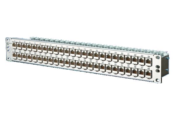 BTR Netcom Patchpanel 19 Edelstahl 1,5HE 48xRJ45 E-DATmod Cat.6A 8 8