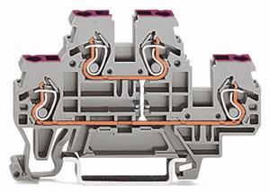 50 St. Wago 870-508 Doppelstockklemme 4-Leiter Durchgangsklemme L grau