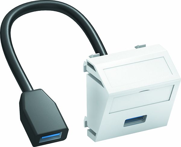 OBO MTS-U3A F RW1 Multimediaträger USB 3.0 A-A mit Kabel Buchse-Buchse 45x45mm PC reinweiß RAL 9010