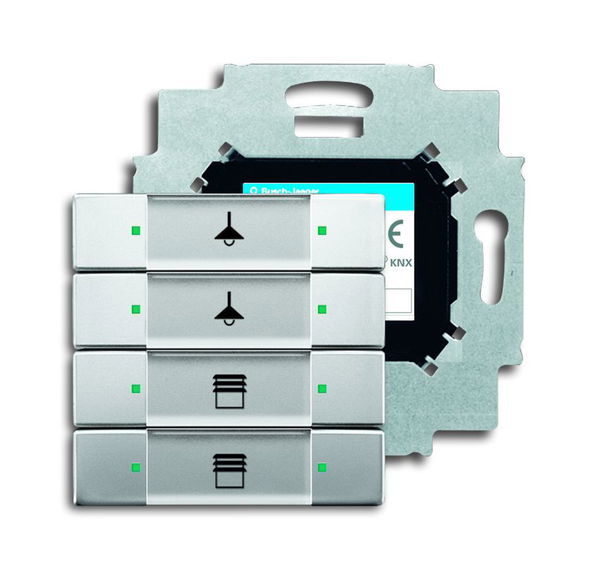 Busch-Jaeger 6127/01-866 Bedienelement 4-fach pur edelstahl mit beiliegendem Busankoppler