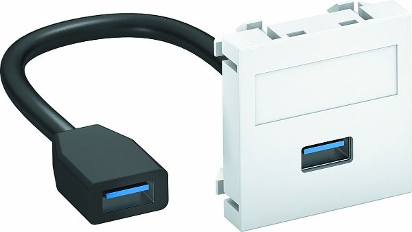 OBO MTG-U3A F RW1 Multimediaträger USB 3.0 A-A mit Kabel Buchse-Buchse 45x45mm PC reinweiß RAL 9010