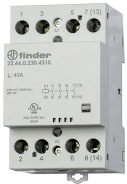 Finder Installationsschuetz 22.44.0.024.4310 4S 40A Spule 24VAC/DC