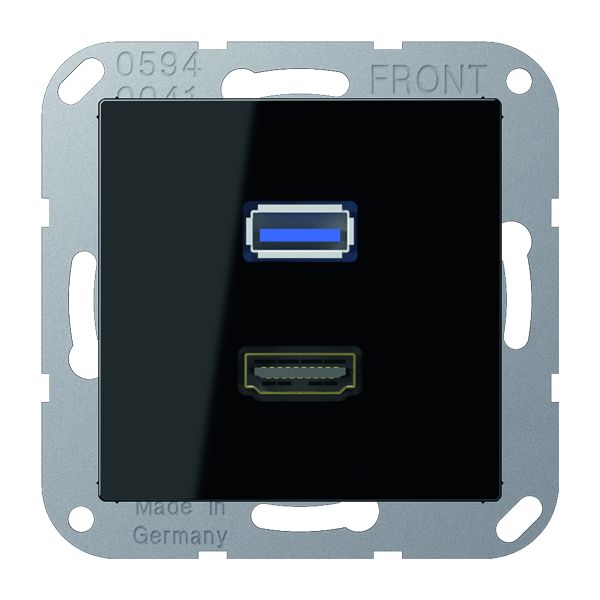 Jung MA A 1163 SW HDMI und USB Tragring Schraubbefestigung bruchsicher