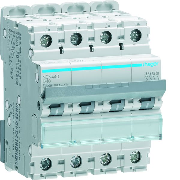 Hager NDN440 Leitungsschutzschalter 4 polig 10kA D-Charakteristik 40A 4 Module