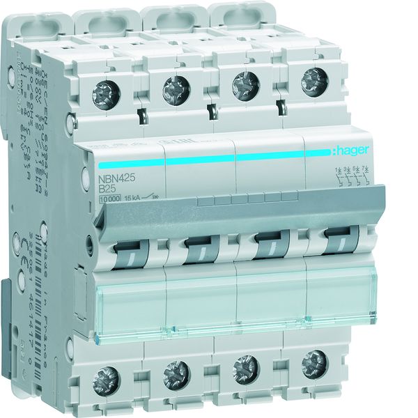 Hager NBN425 Leitungsschutzschalter 4 polig 10kA B-Charakteristik 25A 4 Module