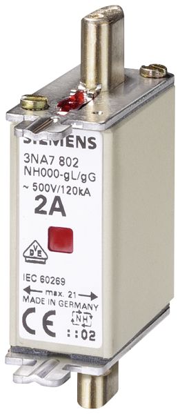 3 St. Siemens NH000-Sicherungseinsatz 3NA7814 mit Kombi-Kennmelder 35A